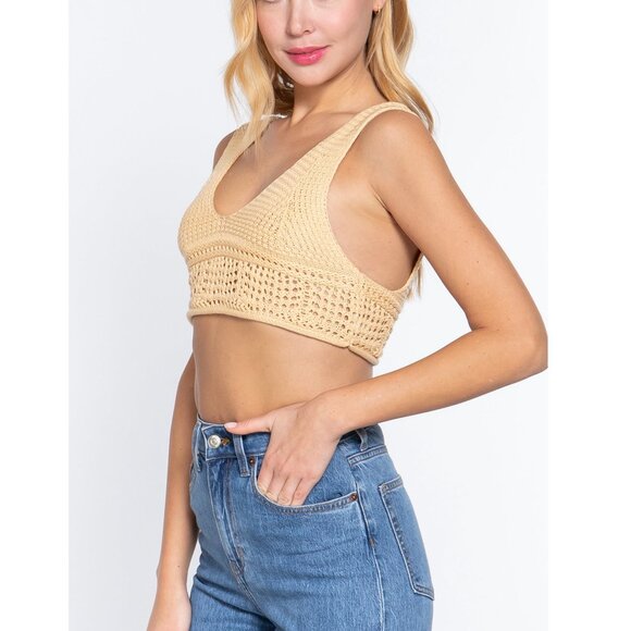 House of Harlow Womens Crop Sweater Tank Top Large - Picture 1 of 6